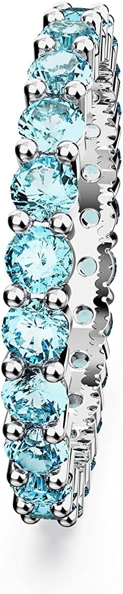imageSWAROVSKI Matrix Crystal Ring Collection Round Cut Prong Setting Rhodium FinishBlue Crystal