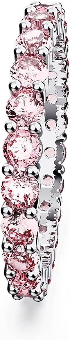 imageSWAROVSKI Matrix Crystal Ring Collection Round Cut Prong Setting Rhodium FinishPink Crystal