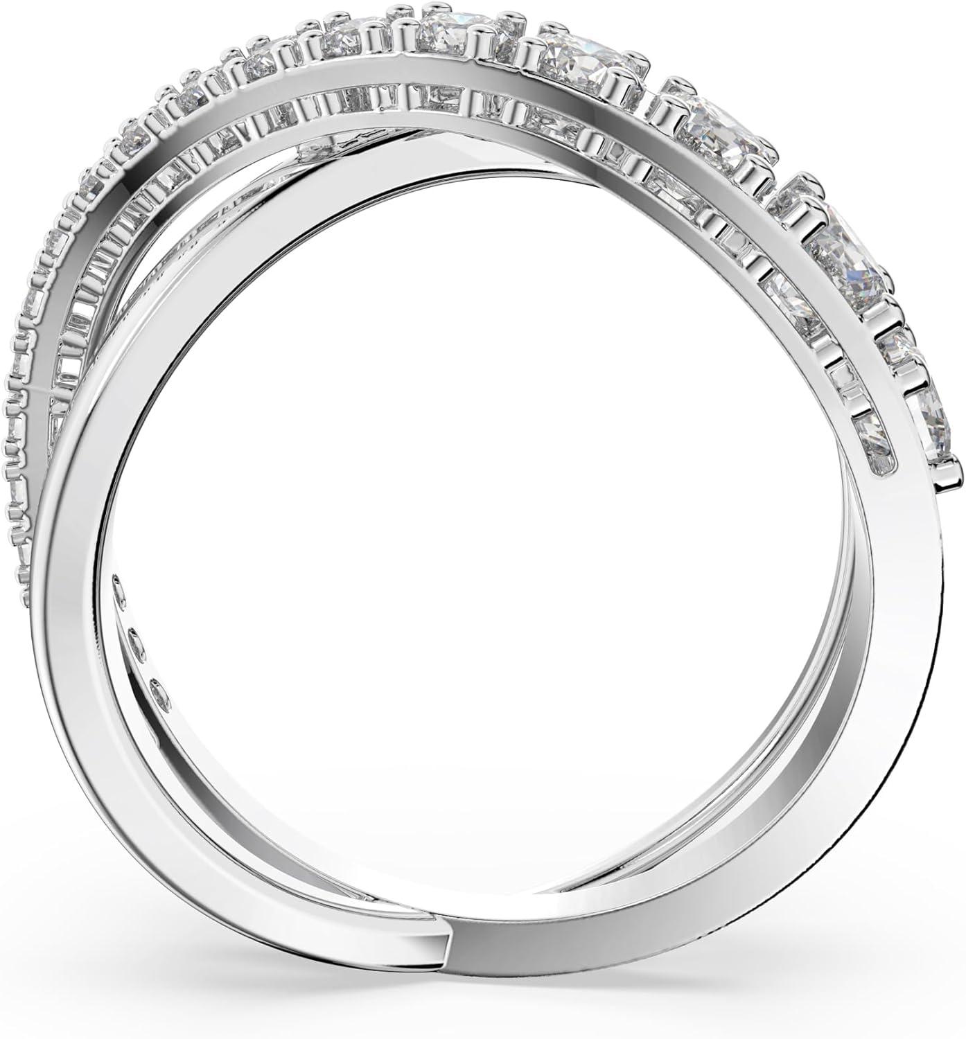 imageSWAROVSKI Twist Crystal Ring Jewelry Collection Rhodium Tone FinishEU 50 US 5
