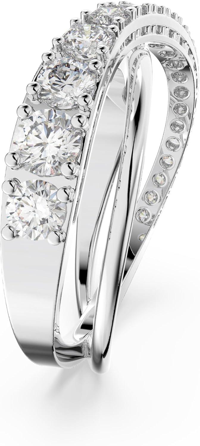 imageSWAROVSKI Twist Crystal Ring Jewelry Collection Rhodium Tone FinishEU 50 US 5