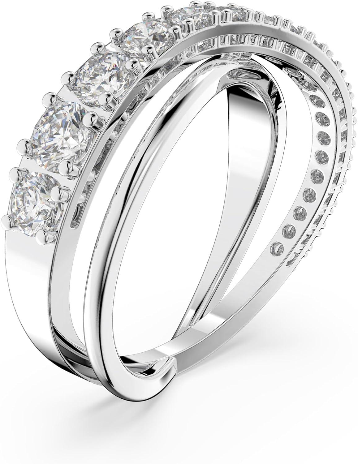 imageSWAROVSKI Twist Crystal Ring Jewelry Collection Rhodium Tone FinishEU 50 US 5