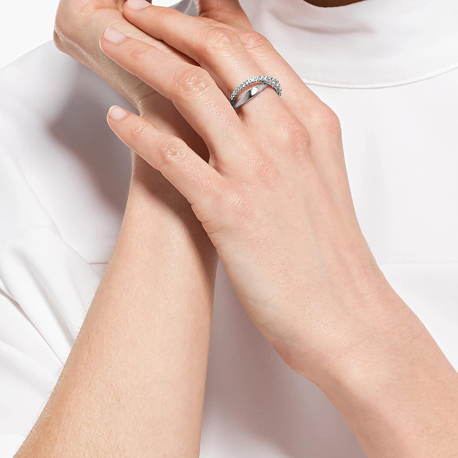 imageSWAROVSKI Twist Crystal Ring Jewelry Collection Rhodium Tone FinishEU 52 US 6