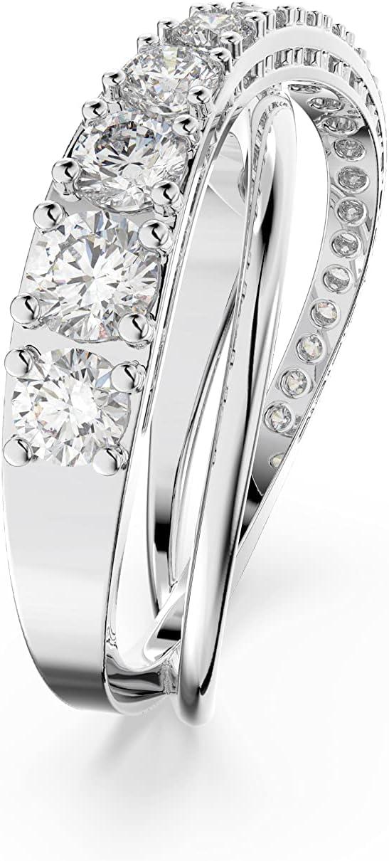 imageSWAROVSKI Twist Crystal Ring Jewelry Collection Rhodium Tone FinishEU 52 US 6