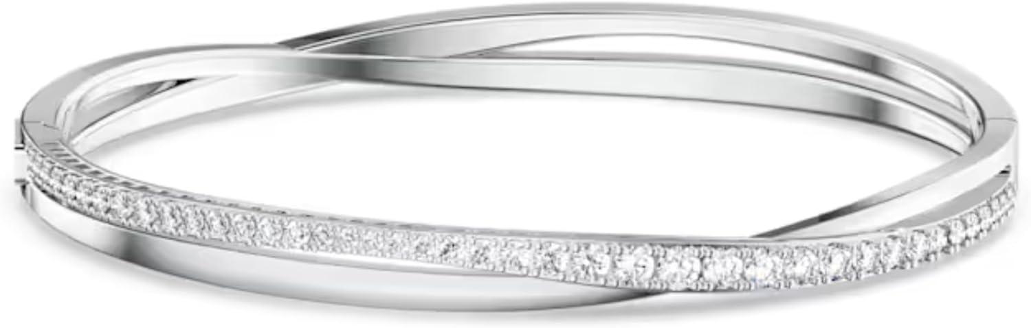 imageSWAROVSKI Twist Rows Crystal Bracelet Collection Rhodium ampamp Rose Gold Tone Finish Clear CrystalsTwist Rows Crystal Bracelet Collection