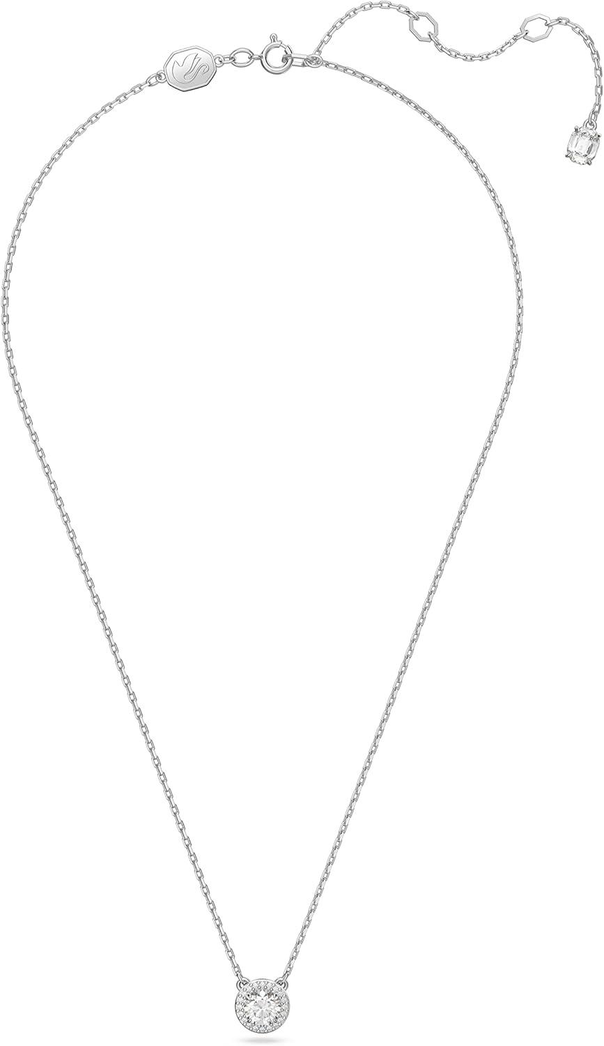 imageSwarovski Angelic Pendant with Circular Clear Crystal and Clear Crystal Pav on a Rhodium Plated ChainNEW Pendant Necklace