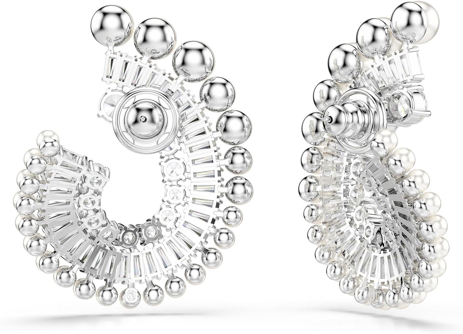 imageSwarovski Ariana Grande Collection Clear Crystal ampamp Pearls Rhodium Finish EarringsCrystal Pearls Hook Loops