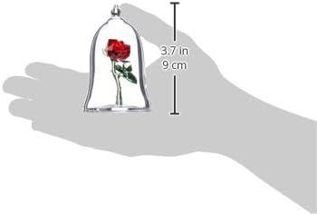 imageSwarovski Beauty and The Beast Enchanted Rose Red and Green Crystal with Clear Base and MouthBlown Glass Bell Jar Part of The Beauty and The Beast Collection