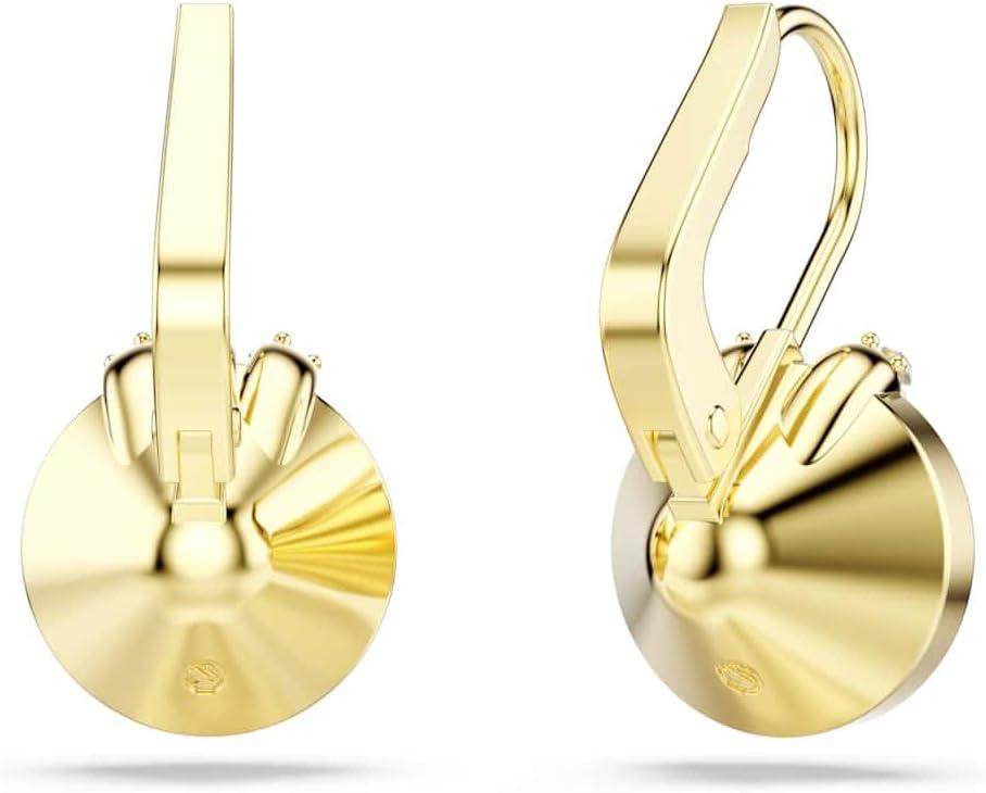 imageSwarovski Bella V drop earrings Round cut Green Goldtone finish