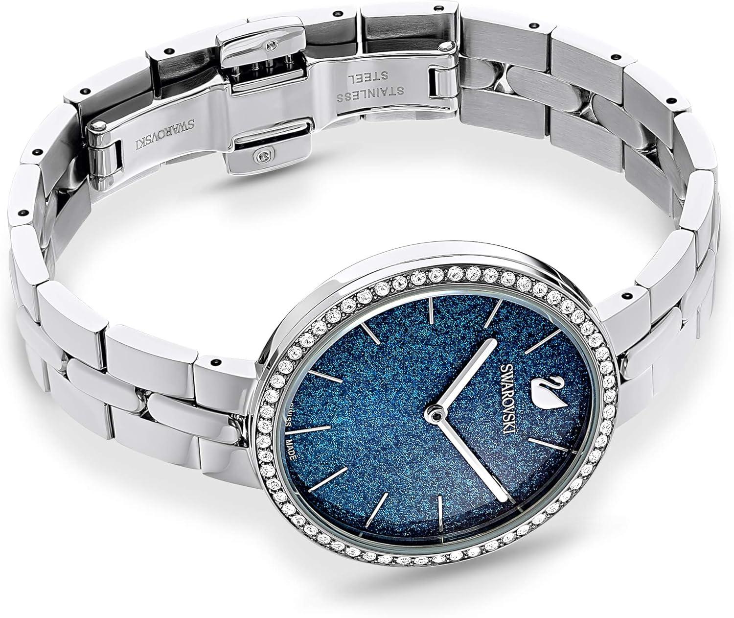 imageSwarovski Cosmopolitan Crystal Watch Clear Crystals Rose Gold Tone Finish Swiss Made Part of The Cosmopolitan Watch CollectionBlue Crystal