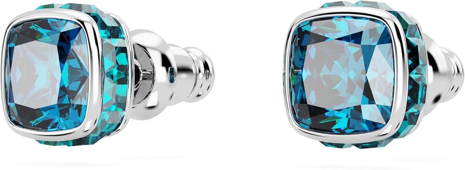 imageSwarovski Crystal Chroma Jewelry Collection Heart Shaped Crystal Latch Back Earring Closure Lobster Claw Clasp BraceletDecember Blue