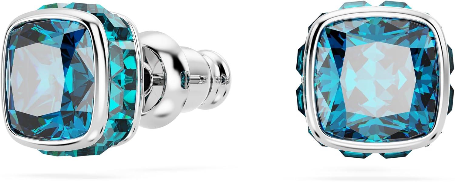 imageSwarovski Crystal Chroma Jewelry Collection Heart Shaped Crystal Latch Back Earring Closure Lobster Claw Clasp BraceletDecember Blue