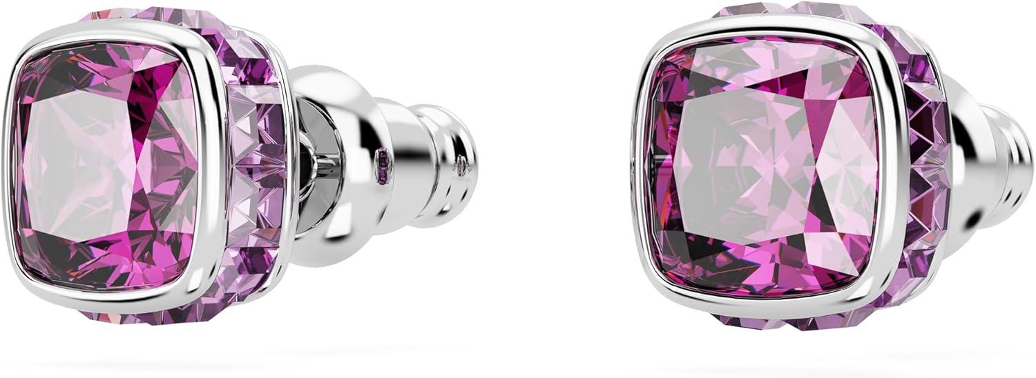 imageSwarovski Crystal Chroma Jewelry Collection Heart Shaped Crystal Latch Back Earring Closure Lobster Claw Clasp BraceletFebruary Pink