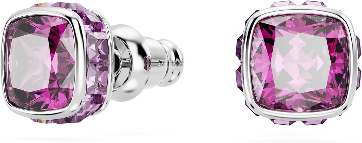 imageSwarovski Crystal Chroma Jewelry Collection Heart Shaped Crystal Latch Back Earring Closure Lobster Claw Clasp BraceletFebruary Pink