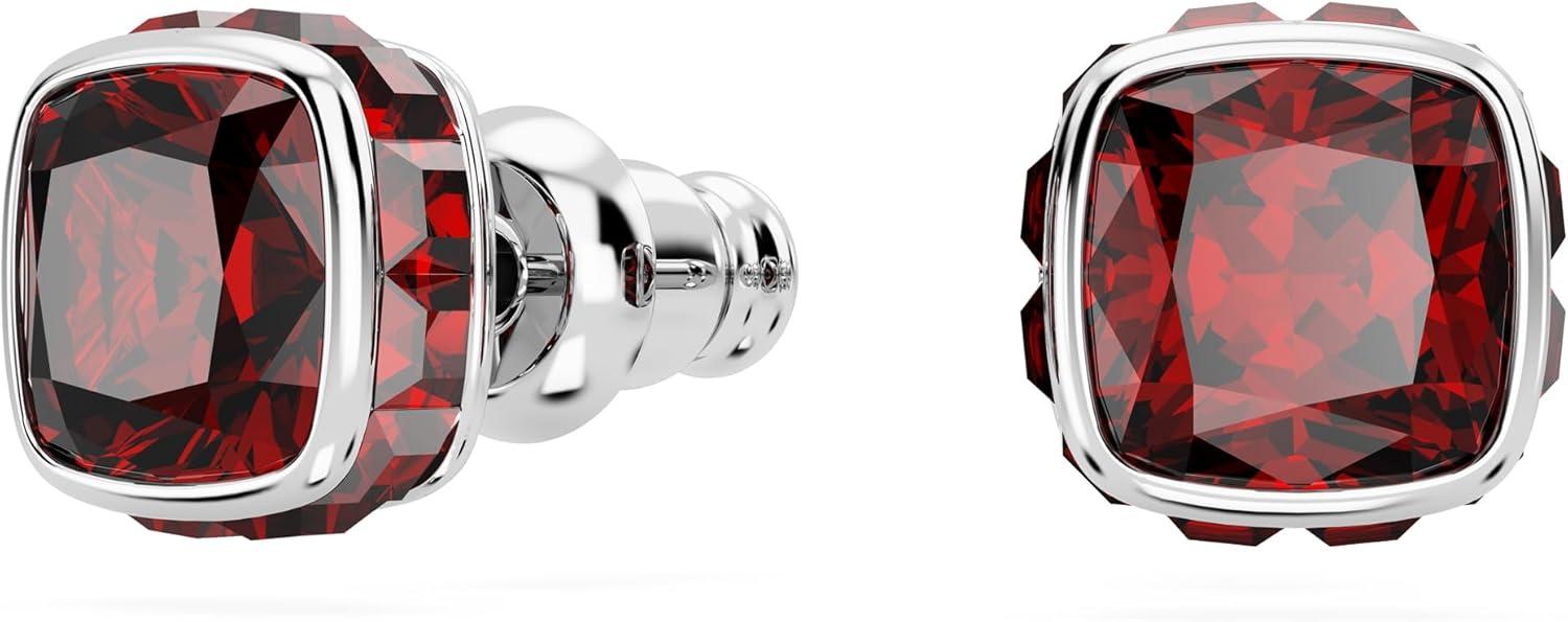 imageSwarovski Crystal Chroma Jewelry Collection Heart Shaped Crystal Latch Back Earring Closure Lobster Claw Clasp BraceletJanuary Red