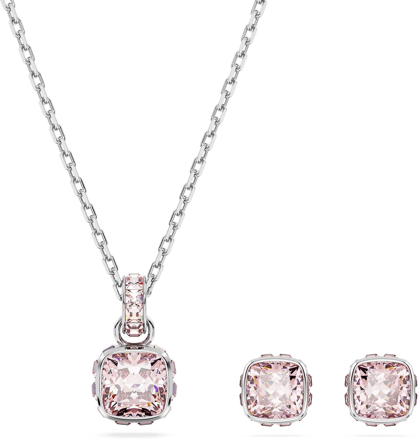 imageSwarovski Crystal Chroma Jewelry Collection Heart Shaped Crystal Latch Back Earring Closure Lobster Claw Clasp BraceletJune Pink