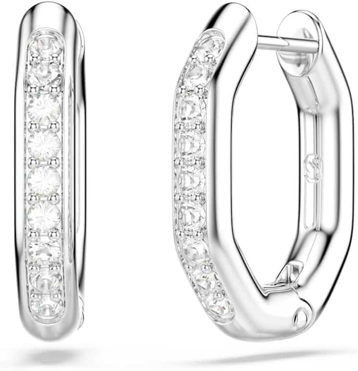 imageSwarovski Dextera hoop earrings Octagon shape Round cut White Rhodium Finish