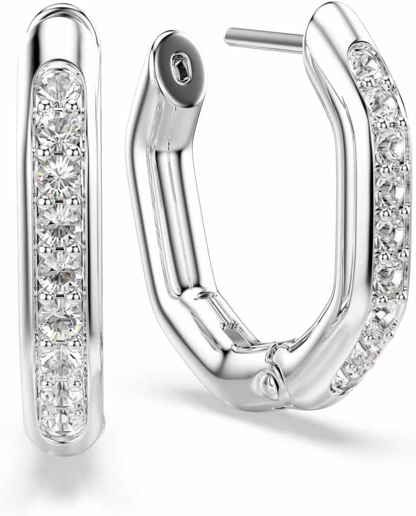 imageSwarovski Dextera hoop earrings Octagon shape Round cut White Rhodium Finish