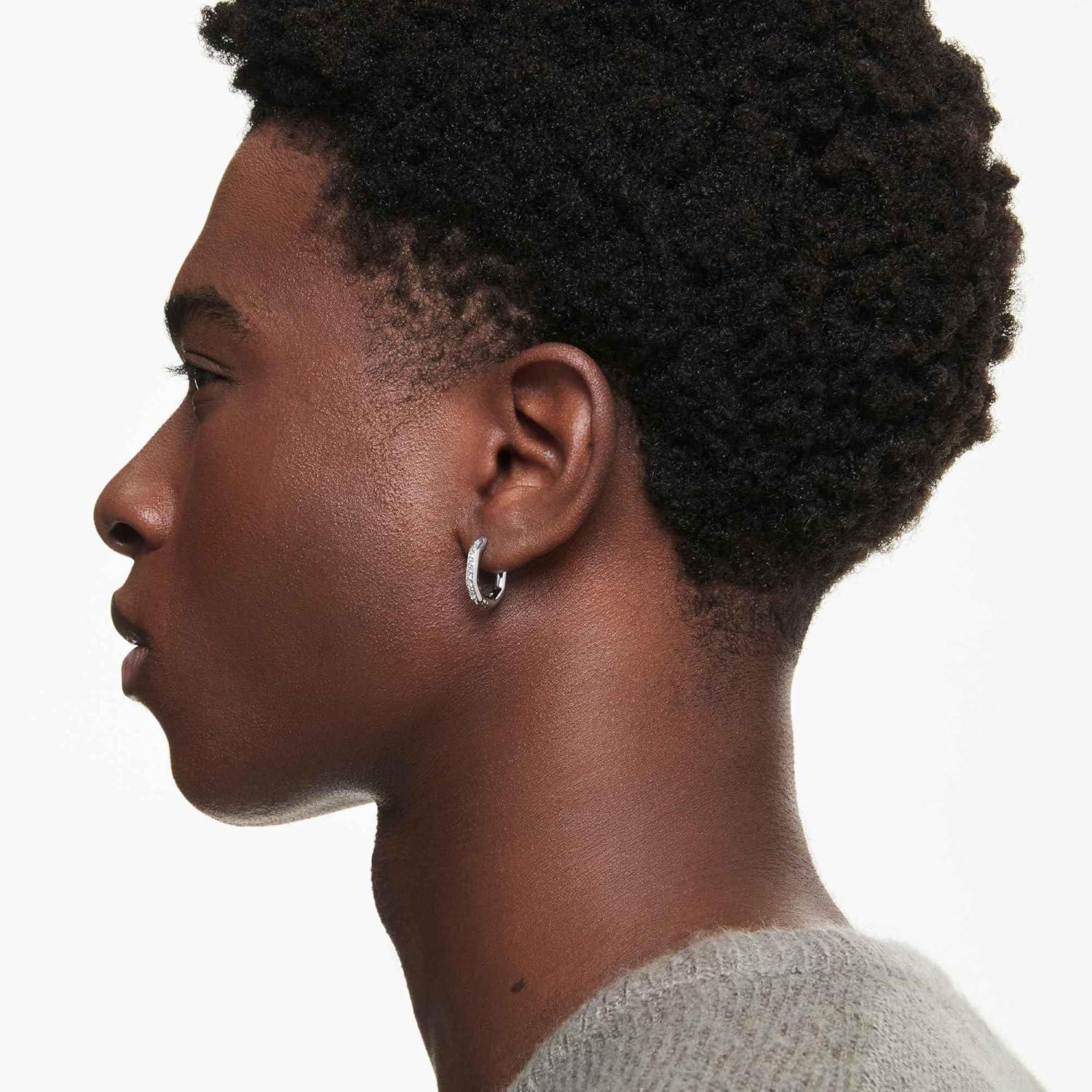 imageSwarovski Dextera hoop earrings Octagon shape Round cut White Rhodium Finish