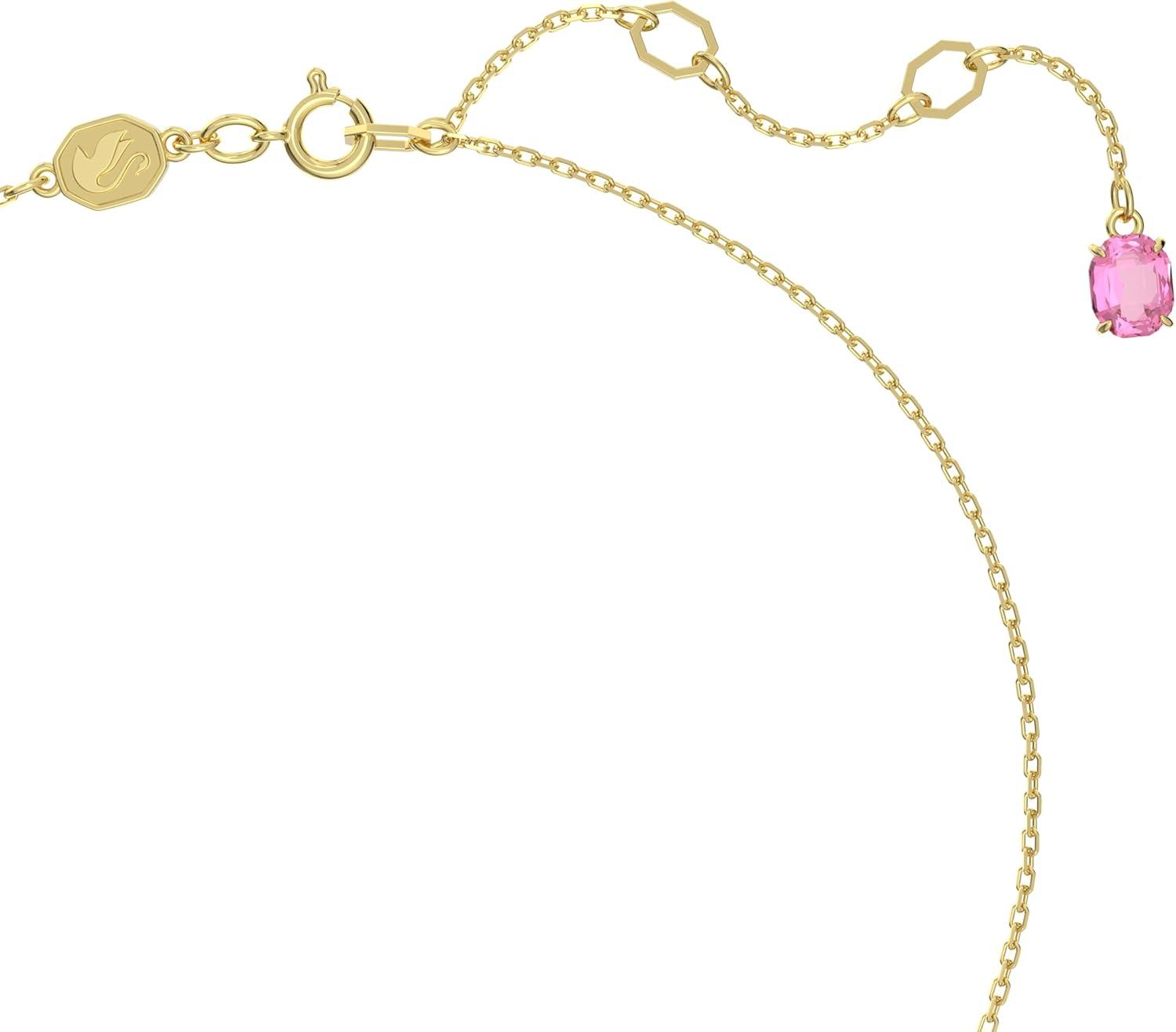 imageSwarovski Florere Necklace and Earrings Collection Pink Crystals Yellow Crystals Gold Tone Metal FinishPink Flower Pendant Necklace