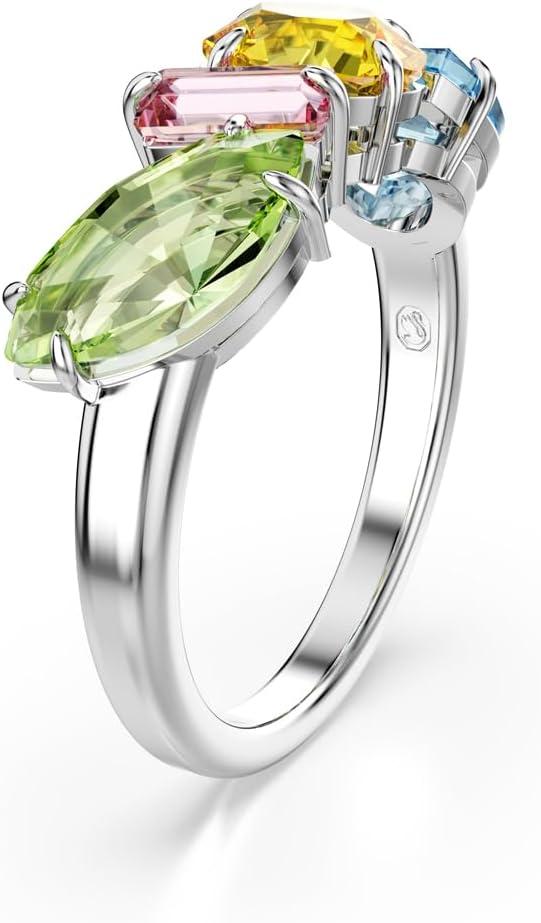 imageSwarovski Gema Ring Mixed Cuts Multicolored Rhodium Finished Size Us 7 Eu 55