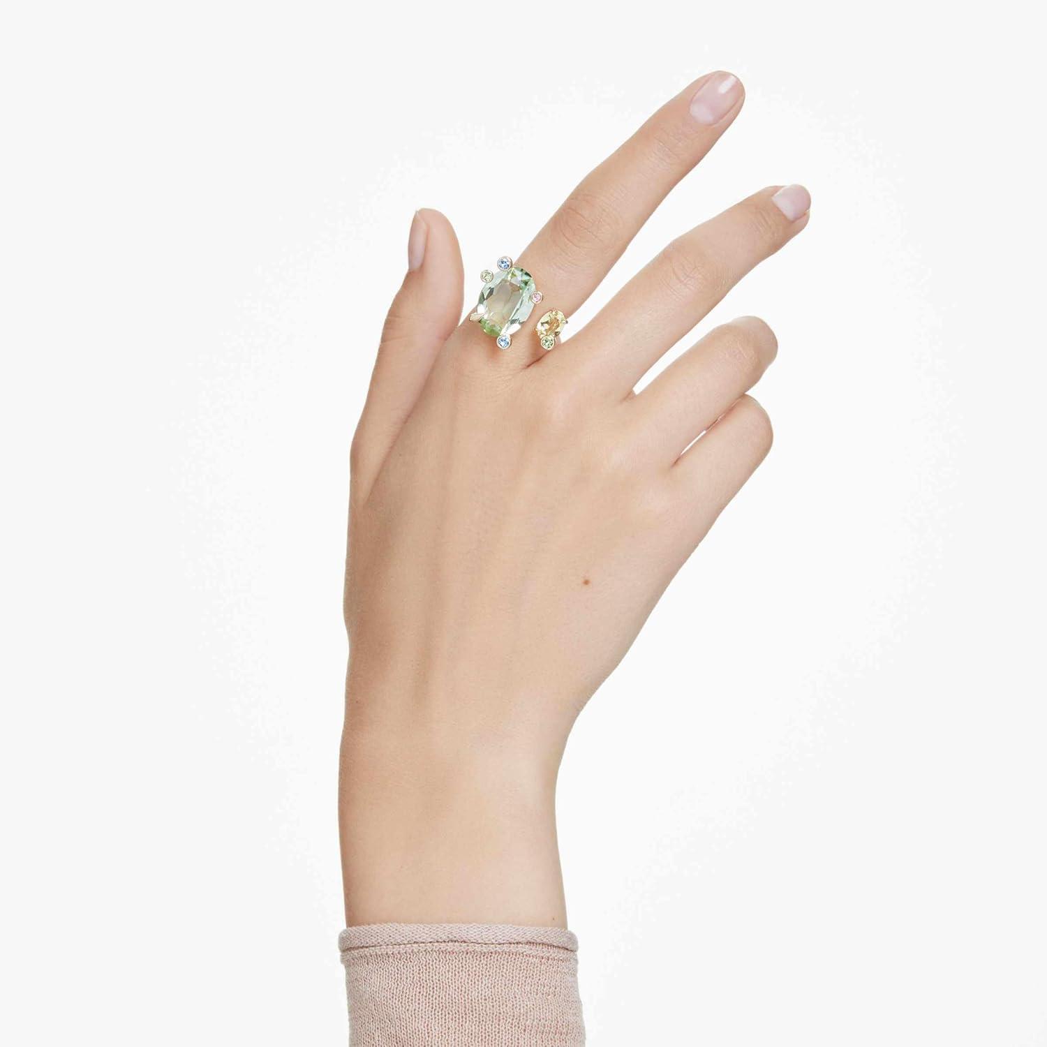 imageSwarovski Gema open ring Mixed cuts Multicolored Goldtone Finish Size 6 34