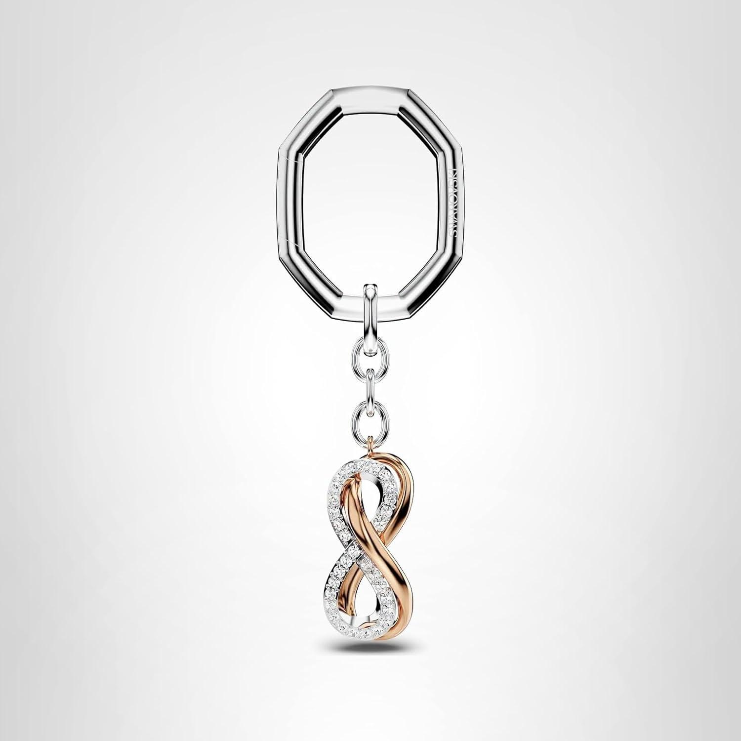 imageSwarovski Hyperbola Key Ring Double Infinity Symbol Motif with Clear Crystals in Mixed Metal Finish Part of the Swarovski Hyperbola Collection