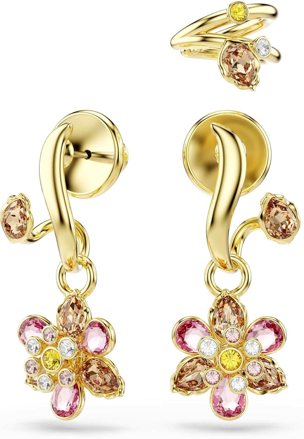 imageSwarovski Idyllia earrings Set 3 Mixed cuts Flower Multicolored Goldtone finish