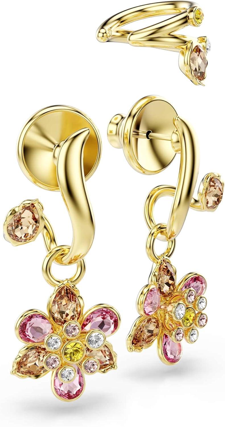 imageSwarovski Idyllia earrings Set 3 Mixed cuts Flower Multicolored Goldtone finish