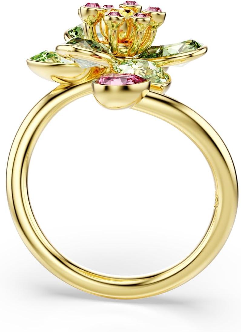 imageSwarovski Idyllia open ring Mixed cuts Flower Green Goldtone Finish Size 6 34