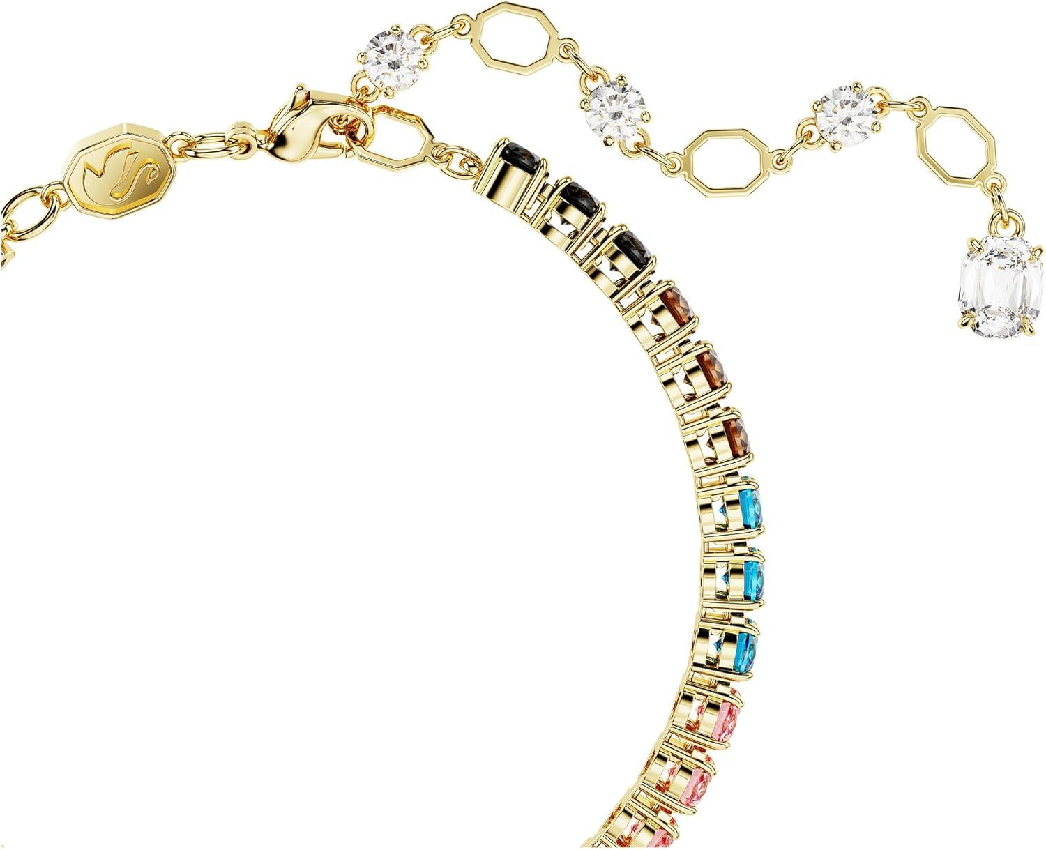 imageSwarovski Matrix Hoop Earrings Bracelet Tack Pin Multicolored Crystals GoldTone FinishRainbowPride