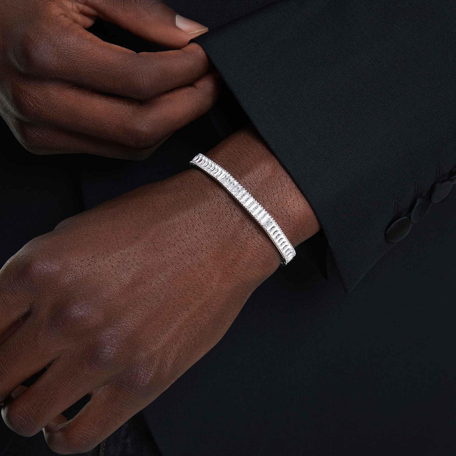 imageSwarovski Matrix Octagon Bangle Baguette Cut Clear Pink Crystals Rhodium and GoldTone FinishesClear Crystal