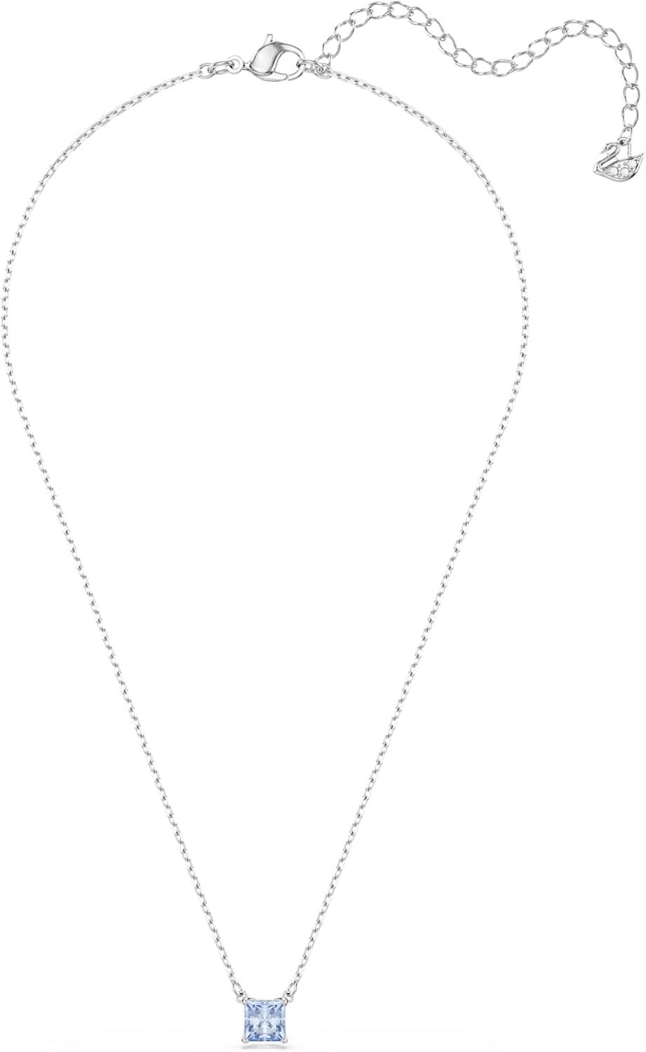 imageSwarovski Matrix Pendant Earrings Square Cut Blue Crystal Rhodium FinishBlue Crystal Necklace