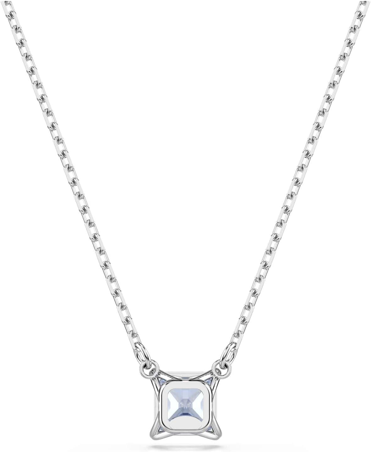 imageSwarovski Matrix Pendant Earrings Square Cut Blue Crystal Rhodium FinishBlue Crystal Necklace