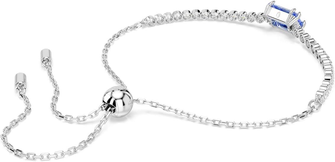 imageSwarovski Matrix Tennis Bracelet Green Blue Crystals Rhodium FinishBlue Crystal