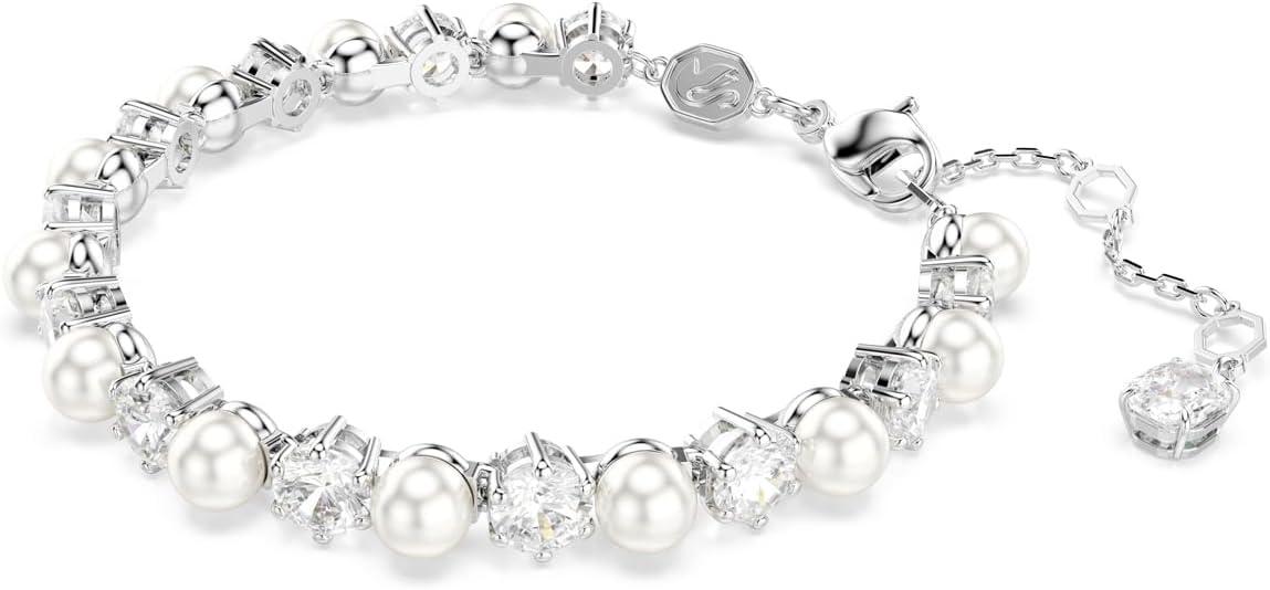imageSwarovski Matrix Tennis bracelet Crystal pearl Round cut clear Rhodium finish
