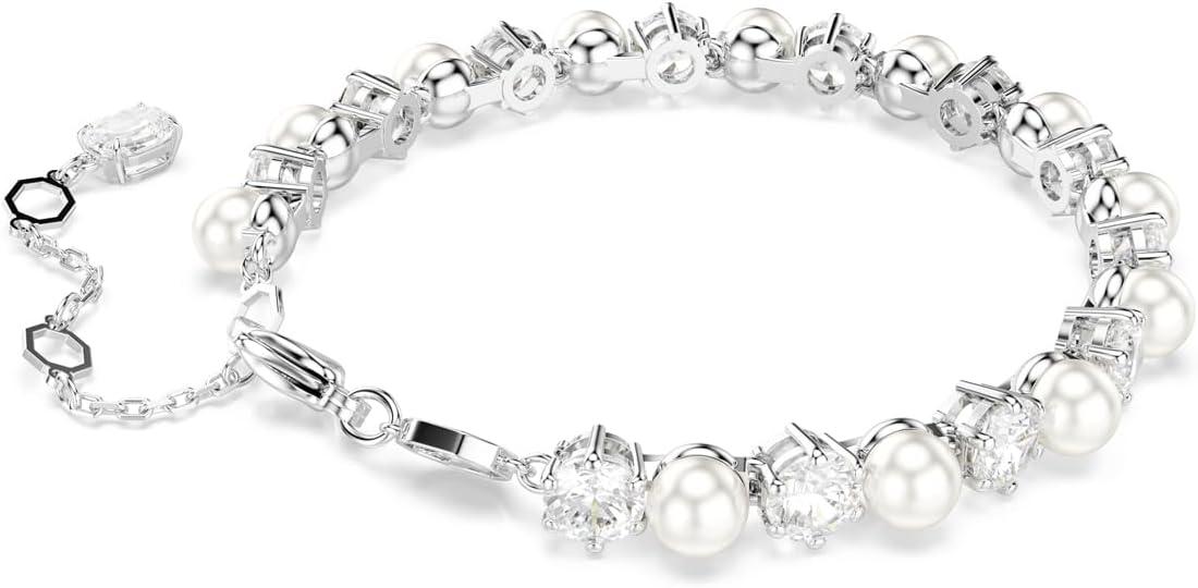 imageSwarovski Matrix Tennis bracelet Crystal pearl Round cut clear Rhodium finish