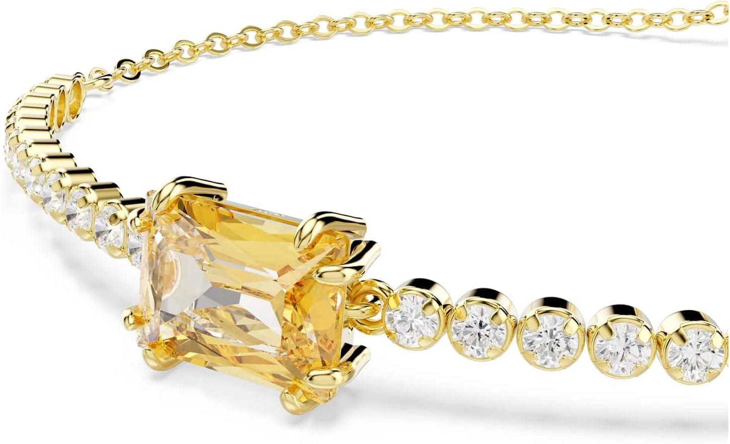 imageSwarovski Matrix Tennis bracelet Mixed cuts Caramel Goldtone plated