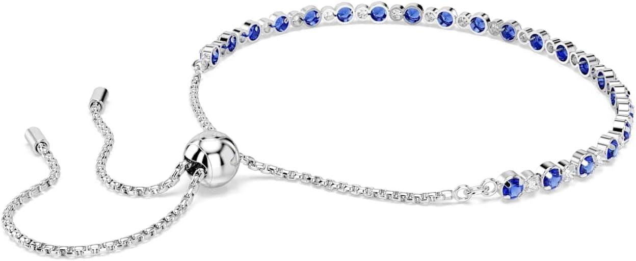 imageSwarovski Matrix Tennis bracelet Mixed round cuts Blue Rhodium finish