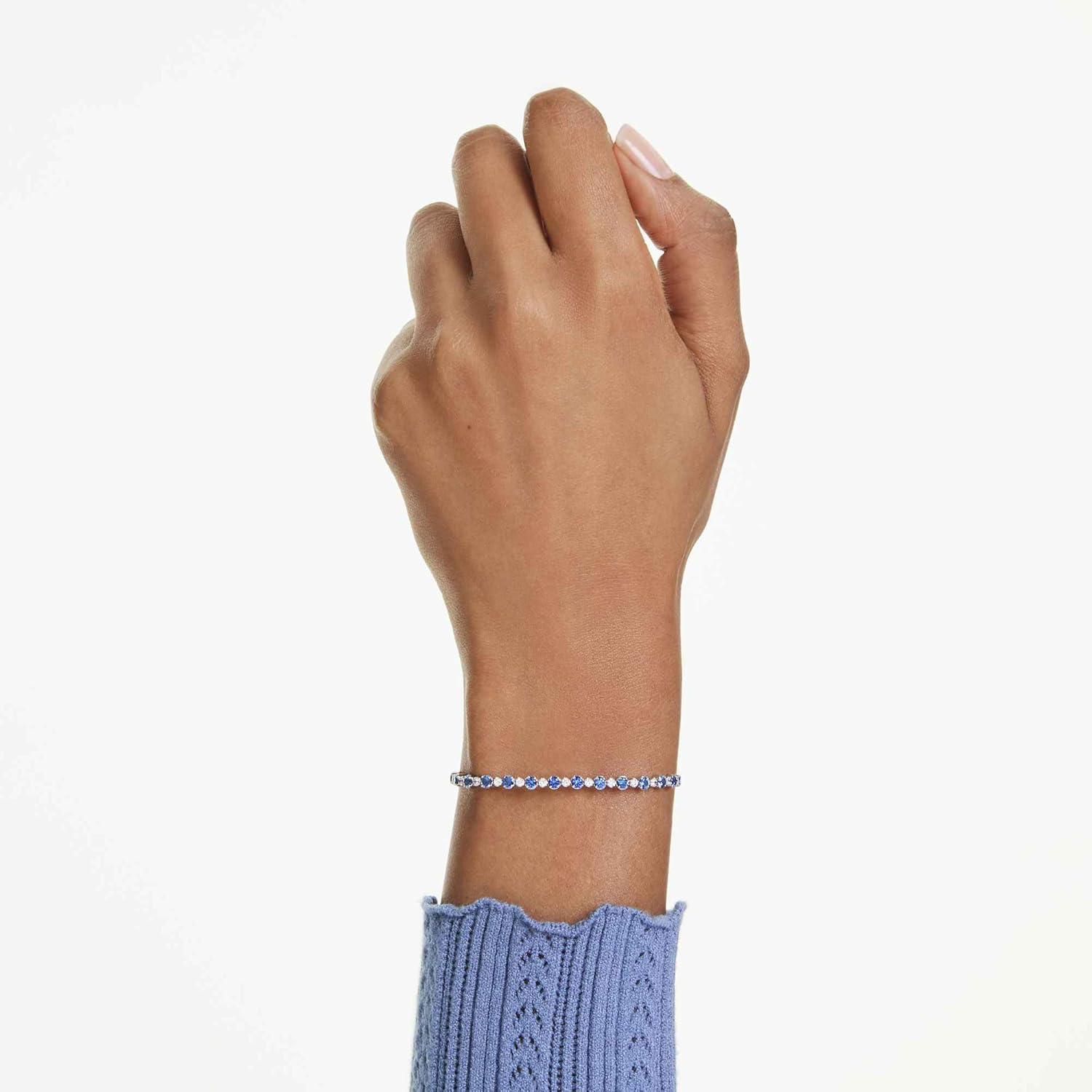 imageSwarovski Matrix Tennis bracelet Mixed round cuts Blue Rhodium finish