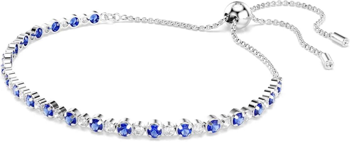 imageSwarovski Matrix Tennis bracelet Mixed round cuts Blue Rhodium finish