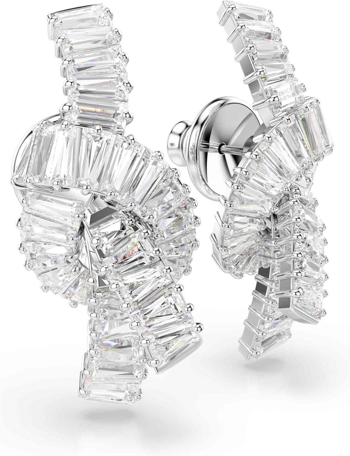 imageSwarovski Matrix earrings Baguette cut Knot White Rhodium Finish