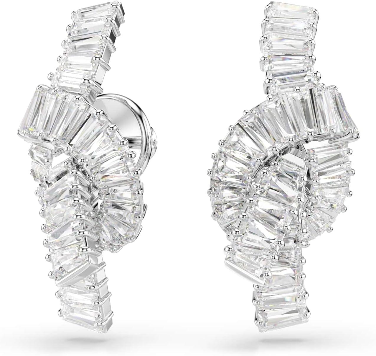 imageSwarovski Matrix earrings Baguette cut Knot White Rhodium Finish