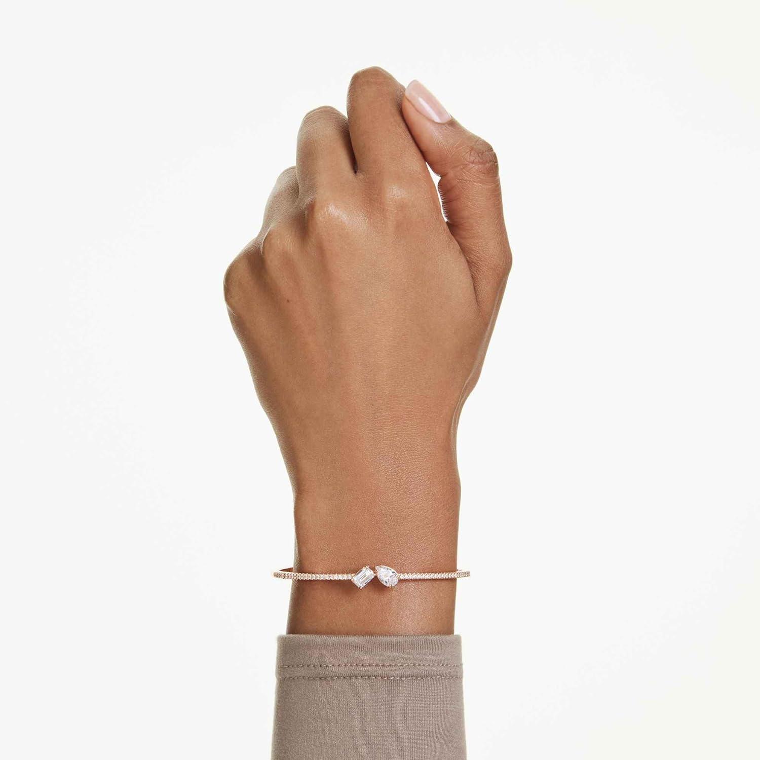 imageSwarovski Mesmera bangle Mixed cuts White Rose goldtone finish