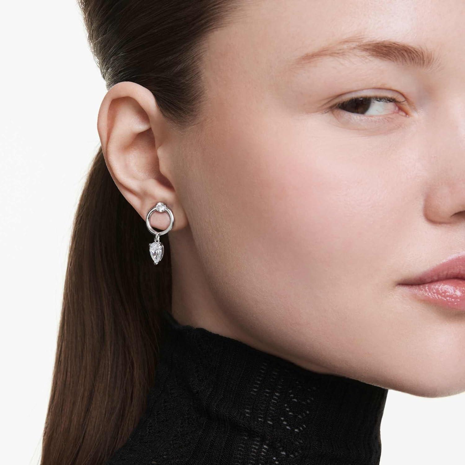 imageSwarovski Mesmera drop earrings Mixed cuts White Rhodium Finish