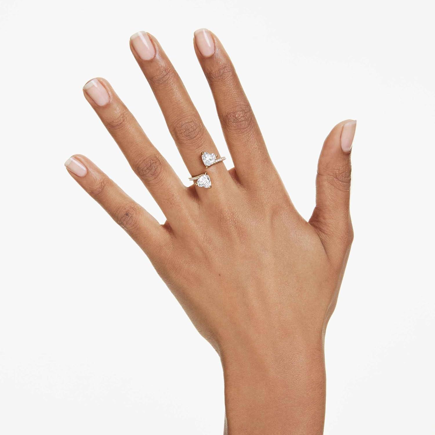 imageSwarovski Mesmera open ring Heart cut Pav White Goldtone finish Size 4 34