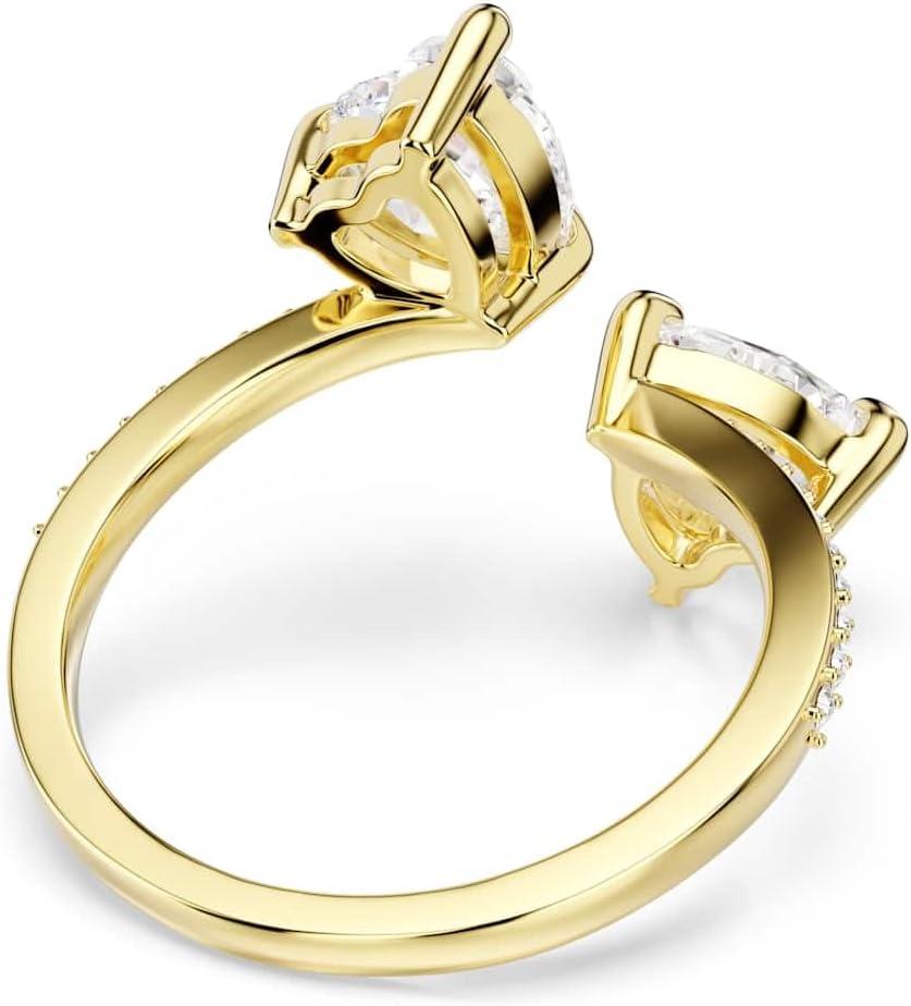 imageSwarovski Mesmera open ring Heart cut Pav White Goldtone finish Size 8