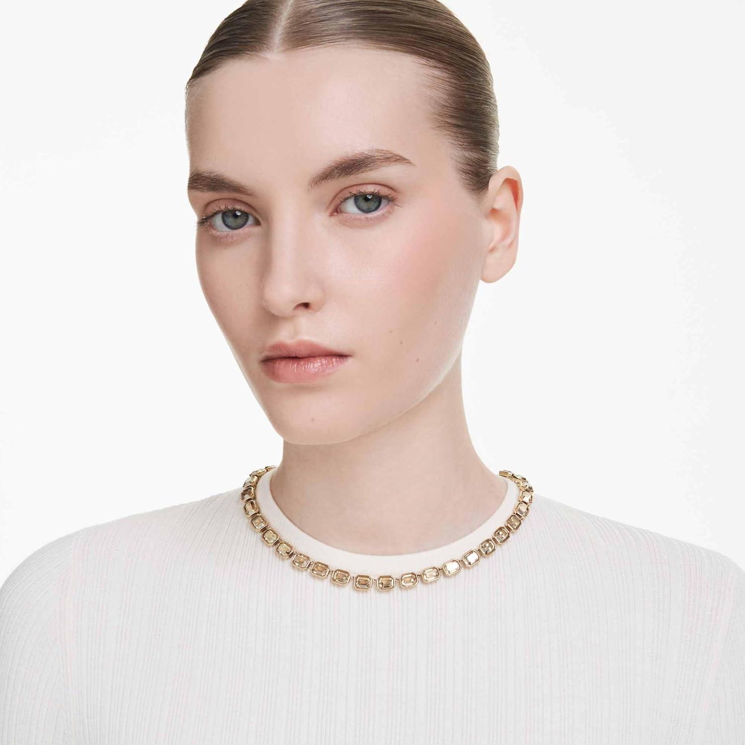 imageSwarovski Millenia Tennis necklace Octagon cut Yellow Goldtone plated