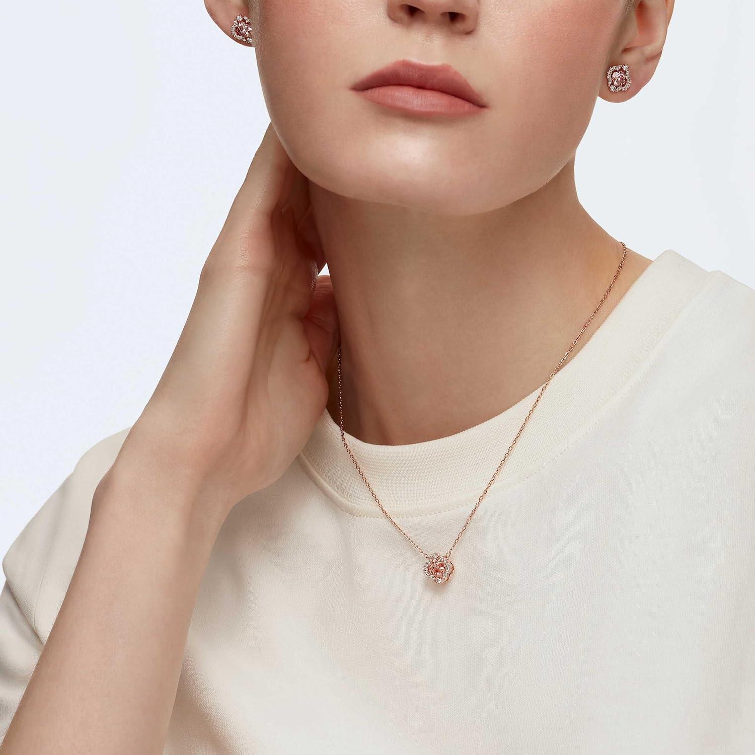 imageSwarovski Sparking Dance Crystal Necklace and Earring Set Jewelry CollectionPink Jewelry Set