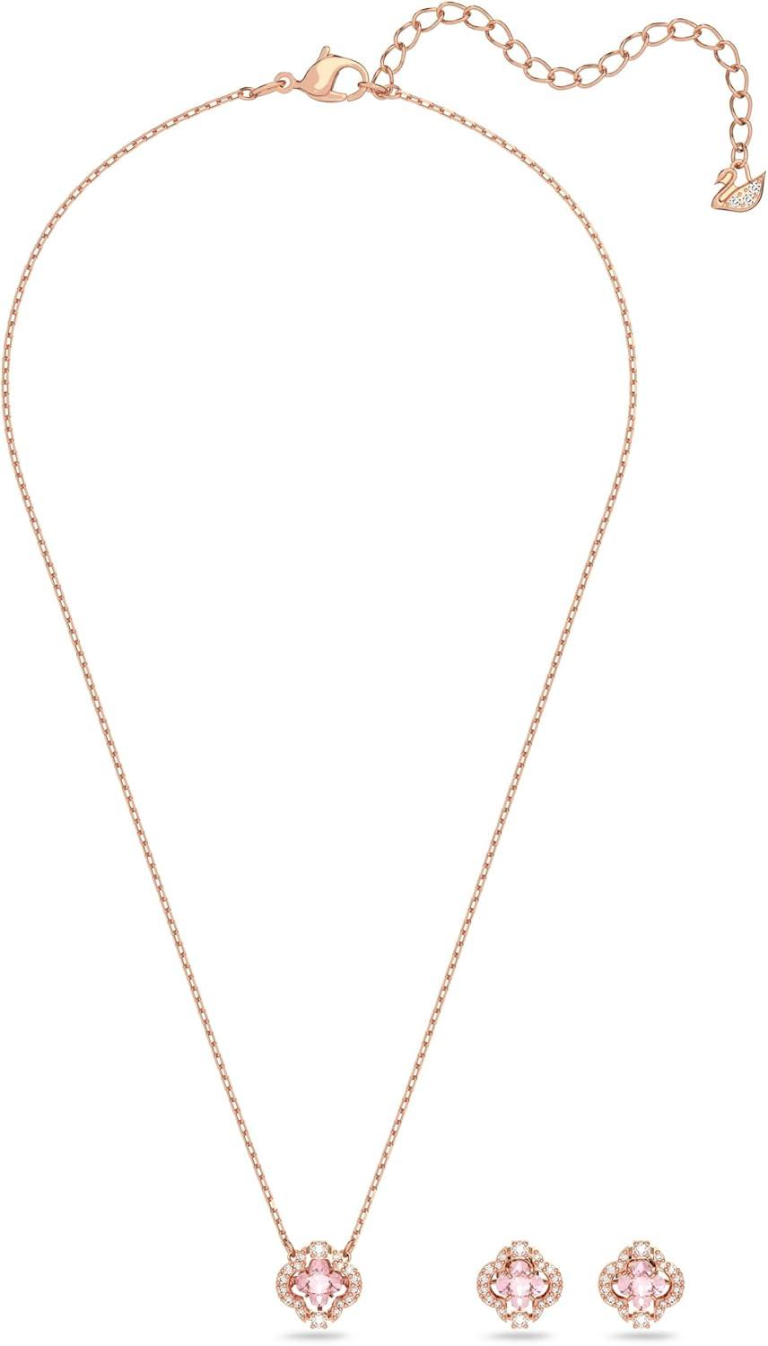 imageSwarovski Sparking Dance Crystal Necklace and Earring Set Jewelry CollectionPink Jewelry Set