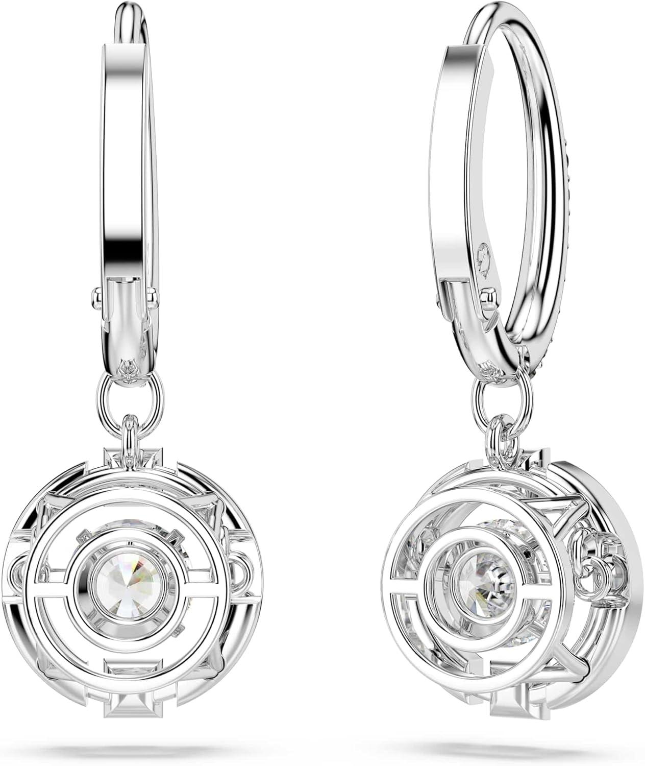 imageSwarovski Sparkling Dance Necklace and Earrings Jewelry Collection Rhodium Finish Blue Crystals Clear CrystalsPierced Earrings Clear Crystals